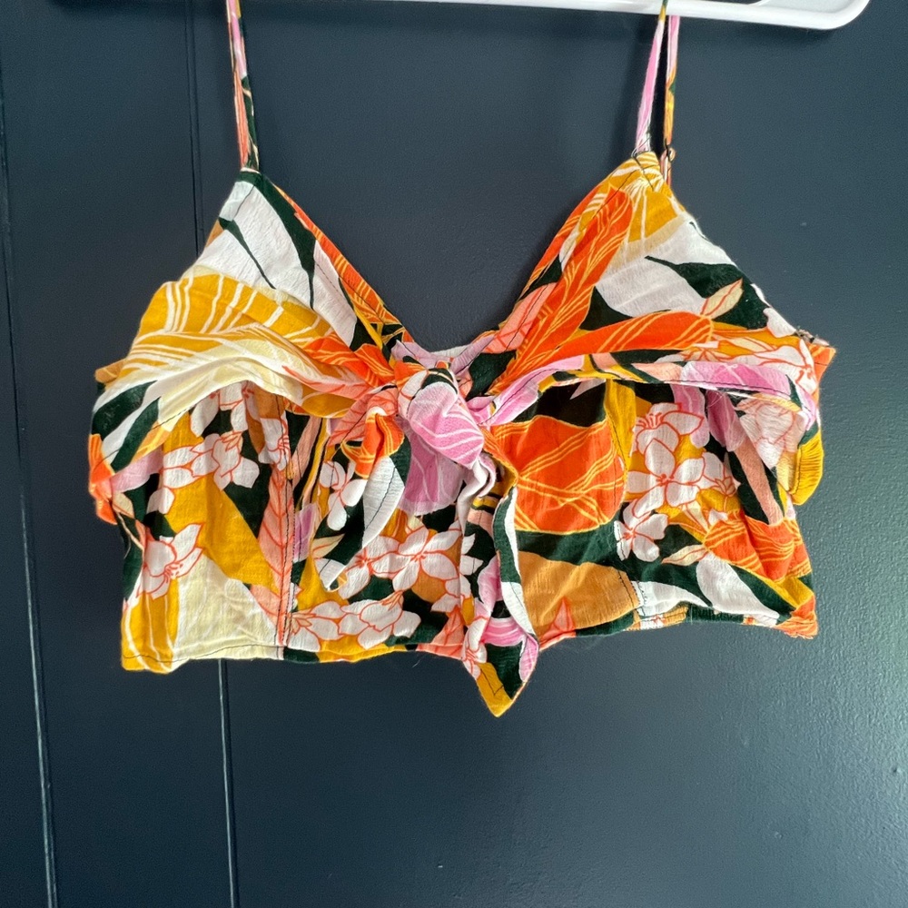 aerie floral cropped tank top